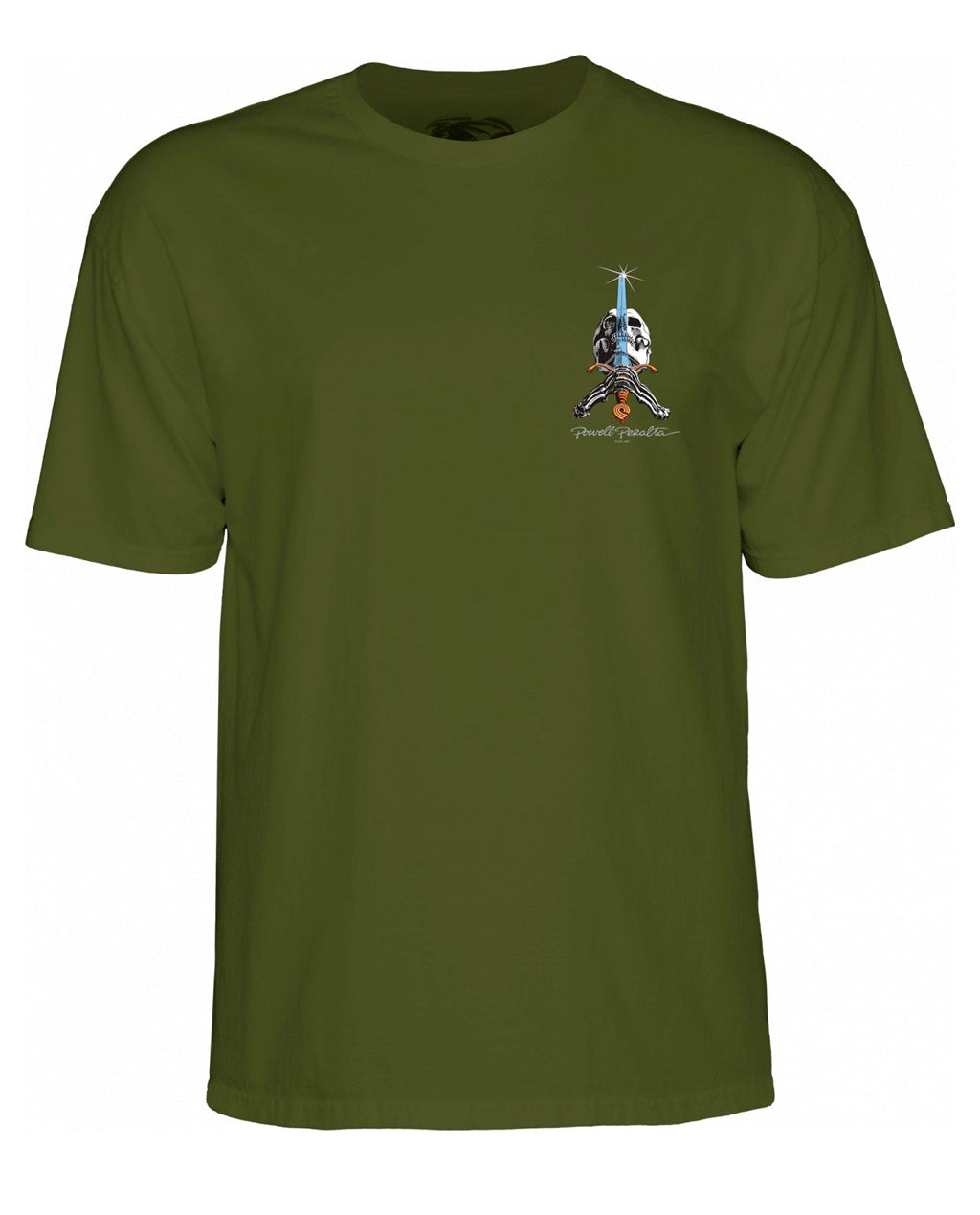 Powell Peralta Skull and Sword Military Green Tee