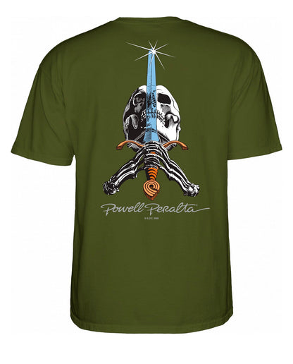 Powell Peralta Skull and Sword Military Green Tee