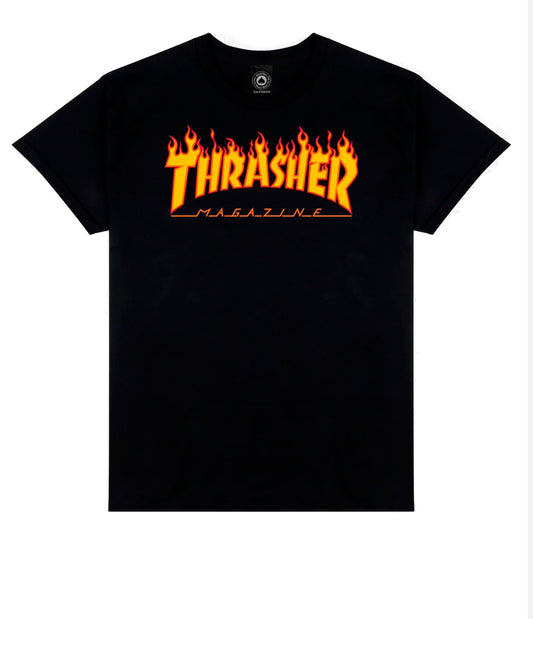 Thrasher Flame Logo Tee Black