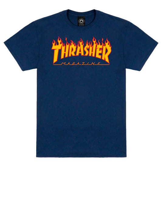 Thrasher Flame Logo Tee Navy