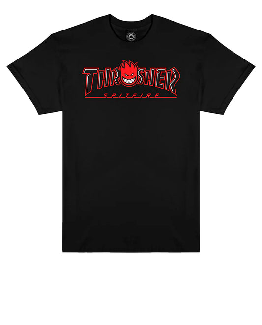 Thrasher x Spitfire Big Head Outline Black Tee