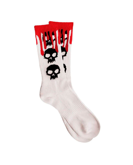 Zero 3 Skull Blood Crew Socks White